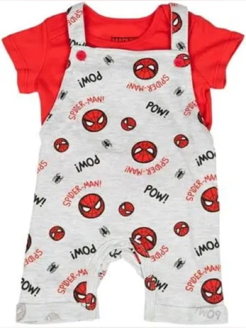 NWT 12M Spider-Man Red & Gray Baby Two-Piece Romper